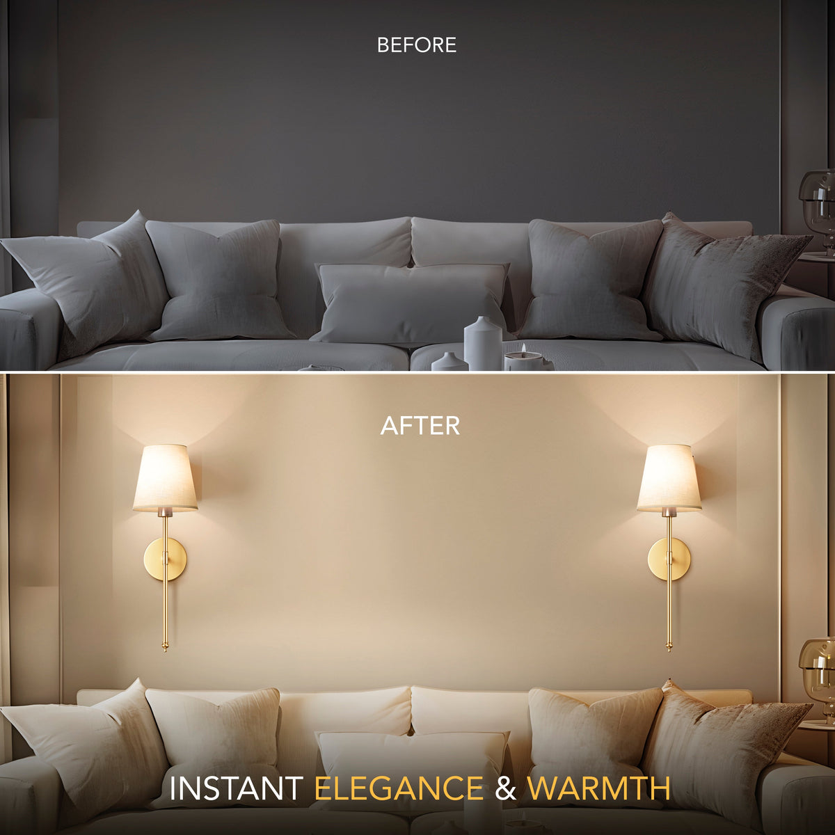 WIRELESS WALL SCONCE (SET OF 2 + 2 BULBS INCLUDED)